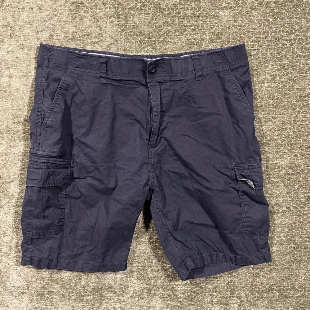 WearFirst Cargo Shorts Mens Size 40 Navy Blue Ripstop Multi-Pocket